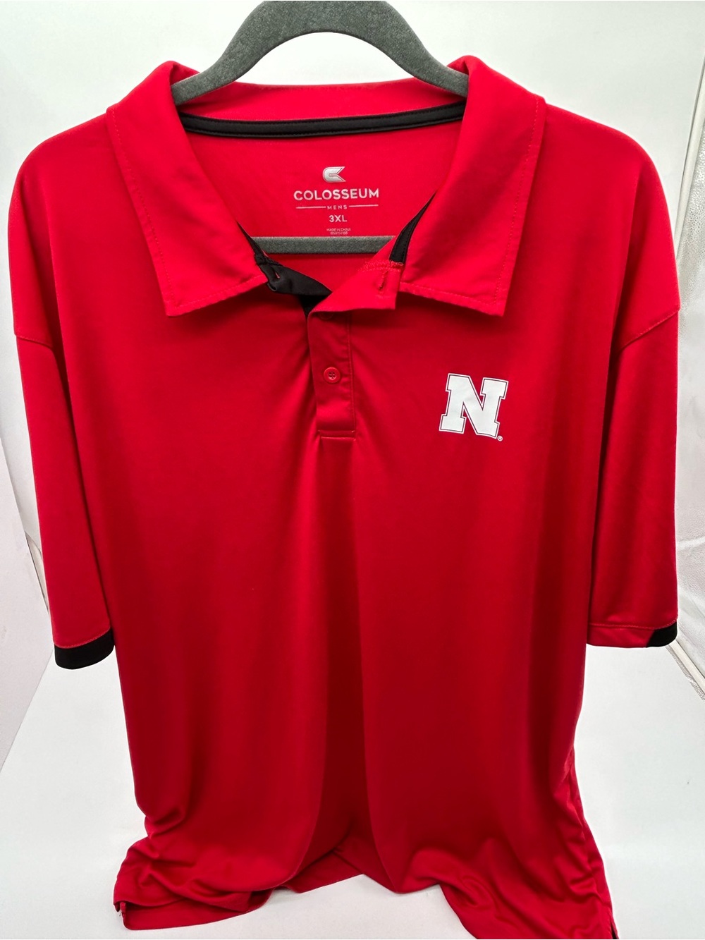 Colosseum Nebraska Cornhusker Red Polo Shirt with N Logo size 3XL